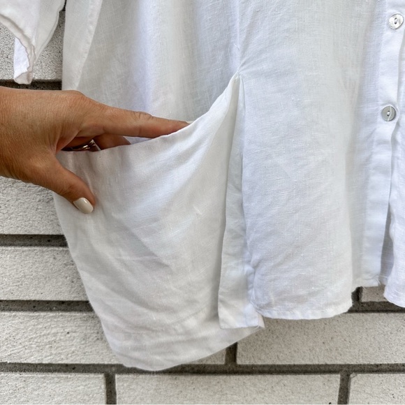 Cut Loose White Linen Oversized Button Front Shirt Top 3/4 Sleeve Made in USA L - Picture 7 of 12